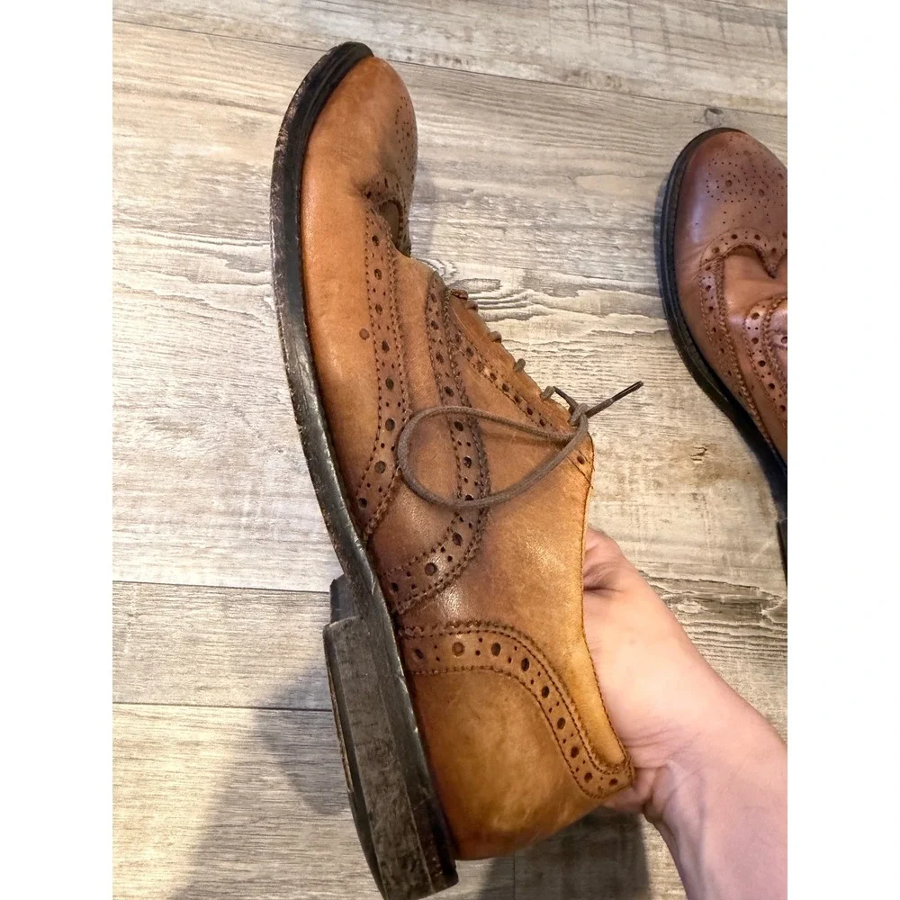 To Boot New York Mens Wingtip Oxford Brogue Italian Leather Tan Size 9